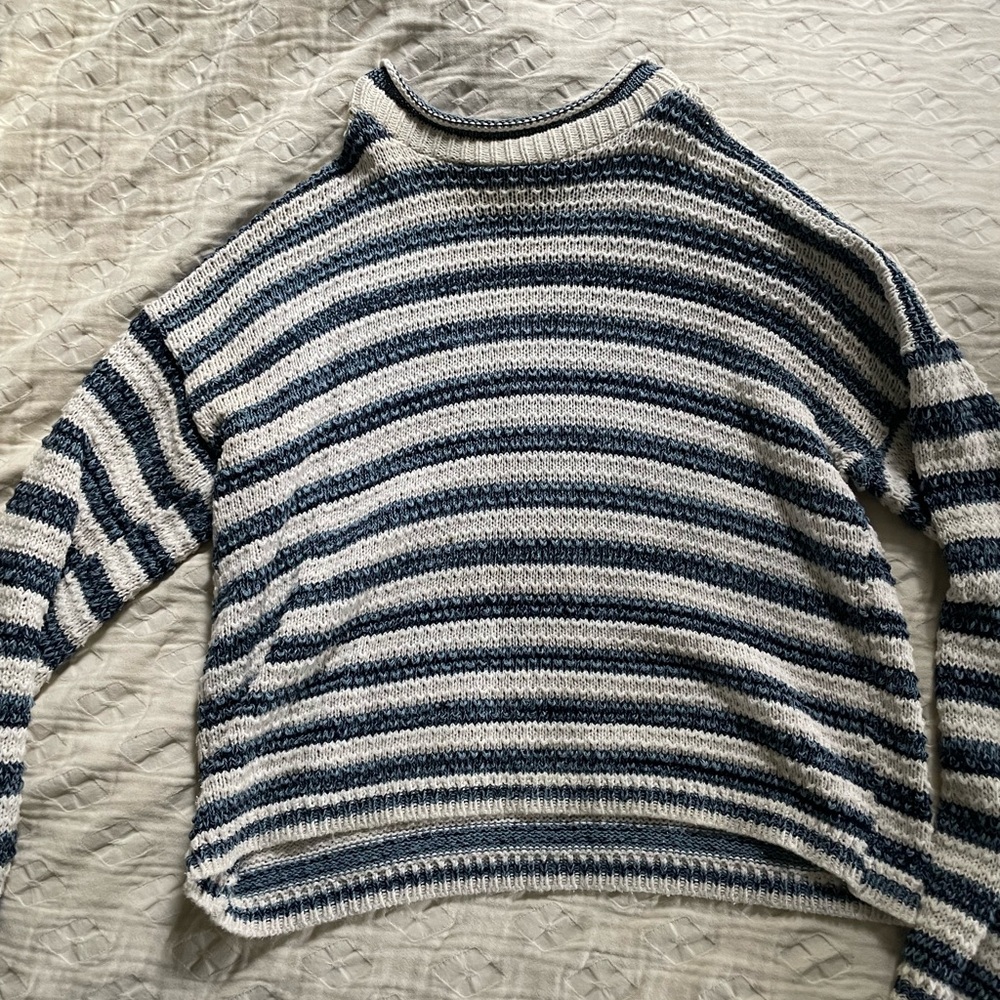 Striped Vintage Blue and White Women's Sweater